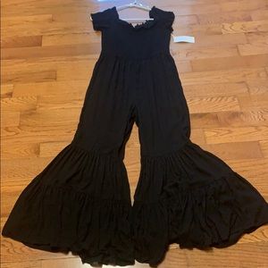 New smocked black jumpsuit wide leg